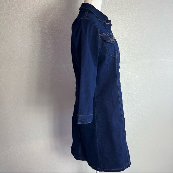Allegra K Women's 3/4 Sleeve Button Down Denim Shirt Dress Size Small NWT - Picture 7 of 16
